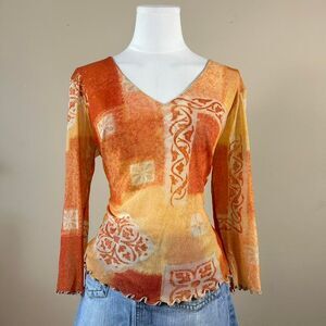 Therapy Gorgeous Mesh Euro Style Y2K 3/4 Sleeve Top